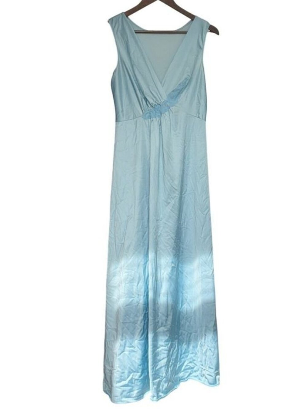 Vintage Y2k Aesthetic Nightgown Size M Light Blue Lace Trim Maxi Dress